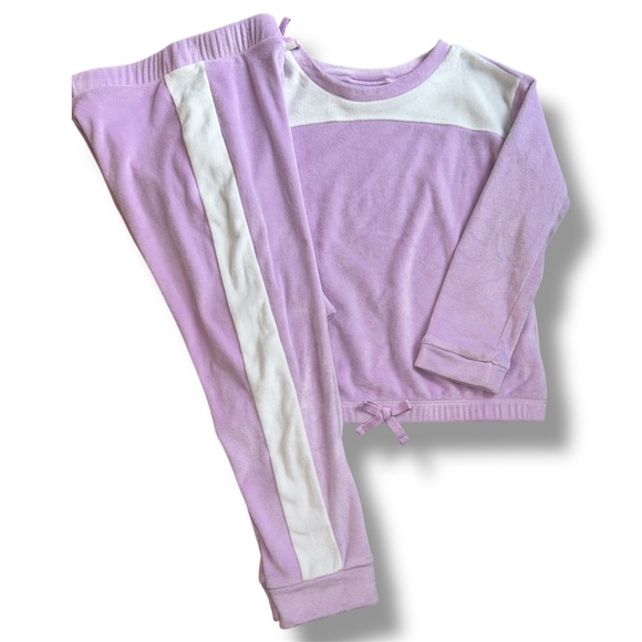 Toddler Girls Colorblock Velour 2-Piece Outfit Set - Purple size 2T - Picture 3 of 4